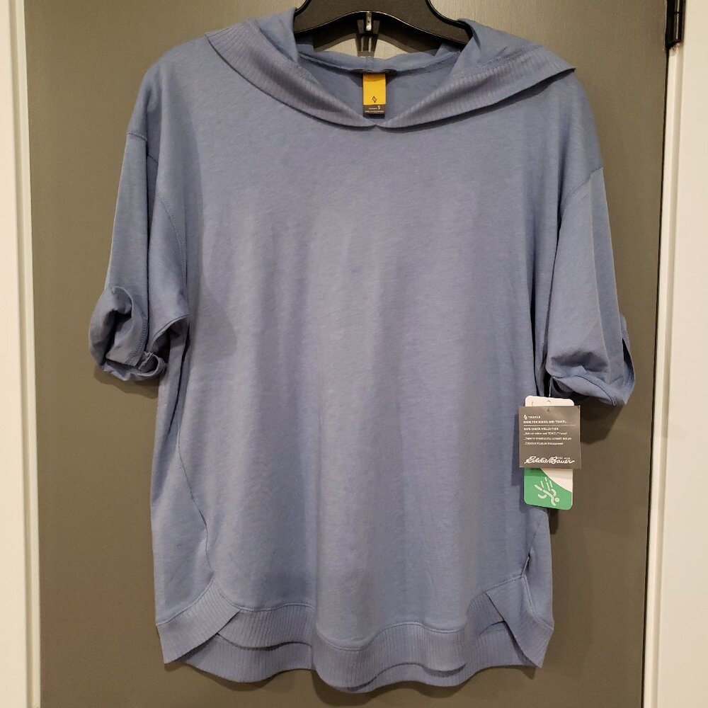 NEW Eddie Bauer Gate Check Rib-Trim Hoodie